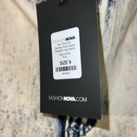 Fashion Nova Straight Leg Jeans Size 9 Acid Wash NWT - Picture 4 of 6